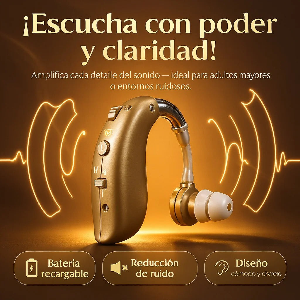 🎧 Audífono Amplificador Recargable – ¡Dile adiós a la sordera y al “¿qué dijiste?”!