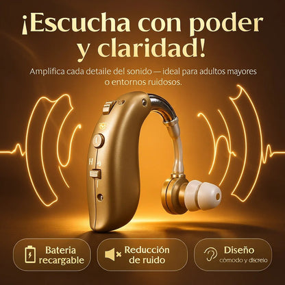 🎧 Audífono Amplificador Recargable – ¡Dile adiós a la sordera y al “¿qué dijiste?”!